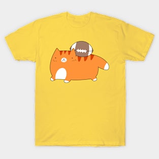 Orange Tabby Cat and Football T-Shirt